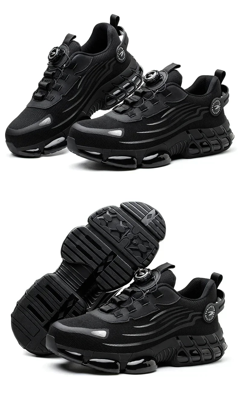 Men's Safety Work Shoes Anti-smash Anti-puncture Rotating Button Fashion Sport Boots Protective Security Men's Footwear