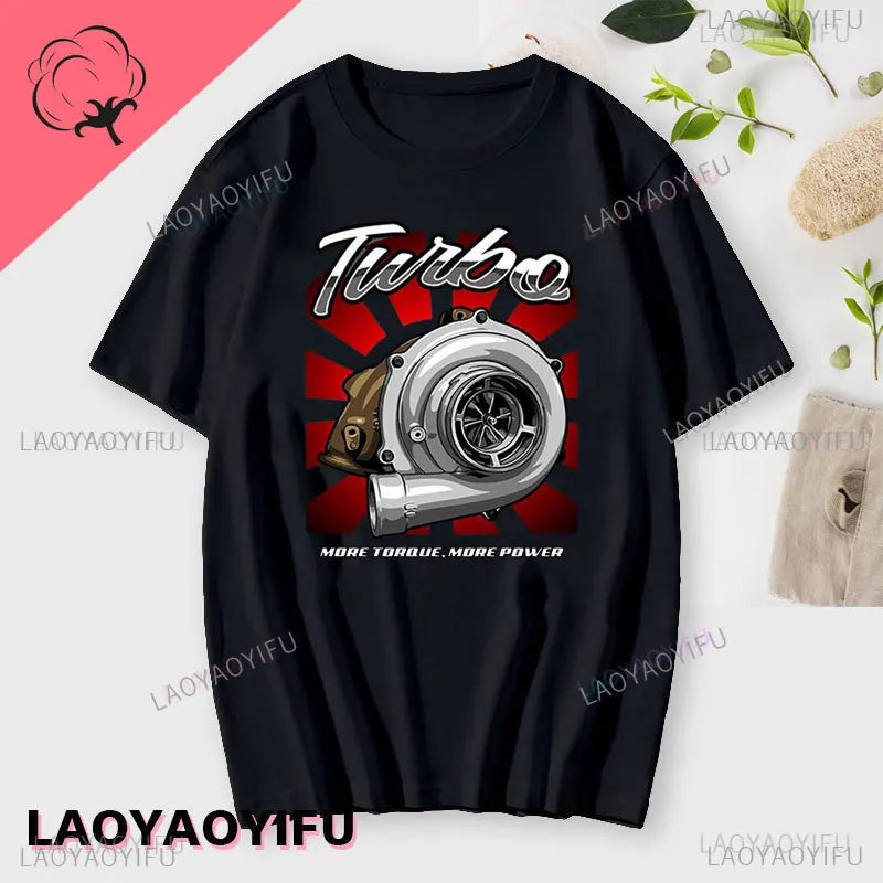 New Boost Turbo Engine Printing T-Shirt Car Parts Funny Mechanic Cotton Teemen 2024 Summer Fashion Top Personality Mans Clothing