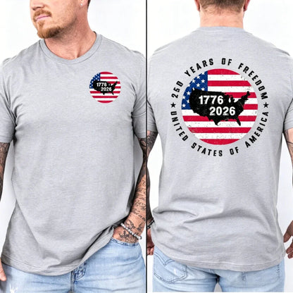 America 250th Anniversary Shirt Patriotism Independence Day TShirt 1776 2026 USA Map Flag Tee Men Women Casual Cotton Tops