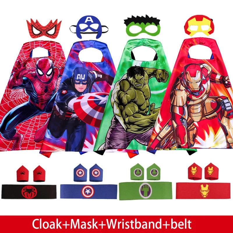 Spiderman Iron Man Children Cloak Cosplay Costume Masquerade Kids Mask Cape Thor Cape Birthday Party Gift