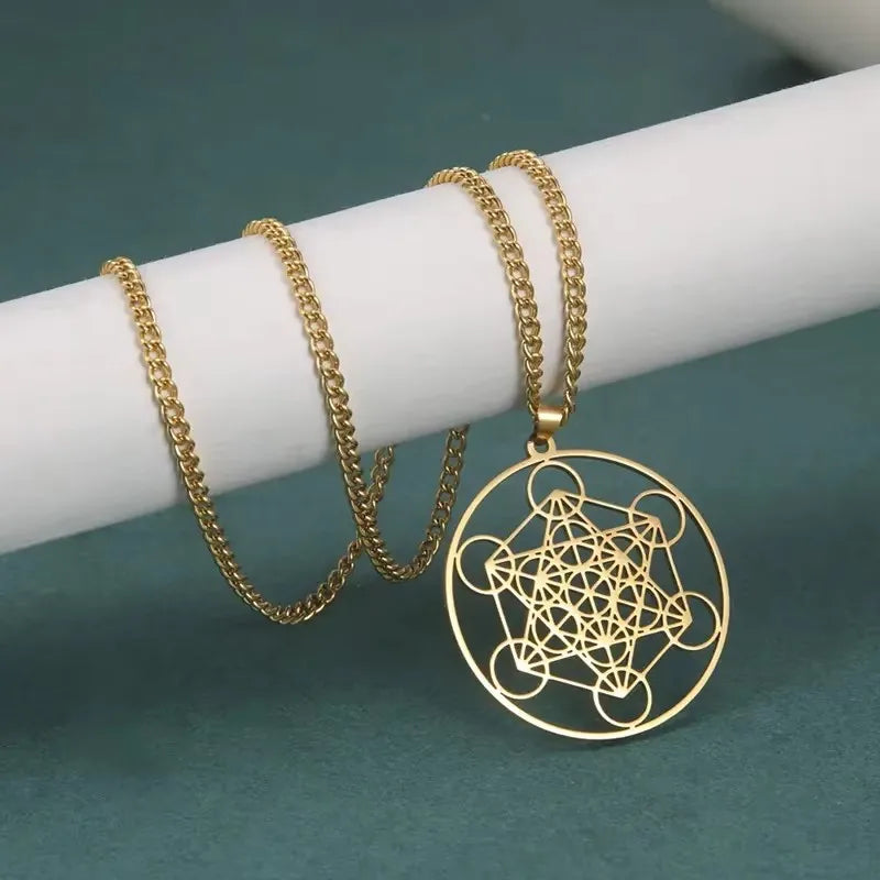 Archangel Metatron Pendant Necklace Stainless Steel Sacred Geometry Hexagram Jewelry Accessories