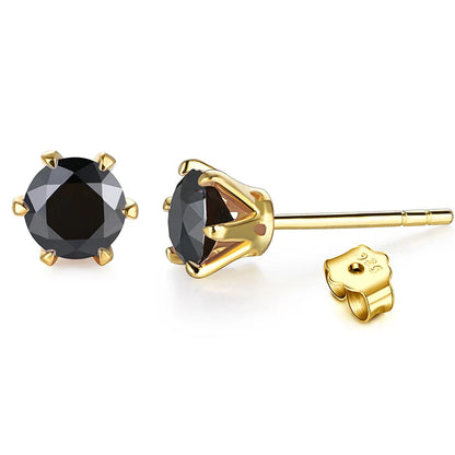 18K Gold Plated 0.5-1 Carat D Color Moissanite Gemstone Stud Earrings for Women Solid 925 Sterling Silver Solitaire Fine Jewelry