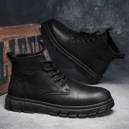 Winter Men Boots Outdoor Leather Ankle Boots Lightweight High Top Casual Boots Designer Male Work Boots Classic Handmade Boots