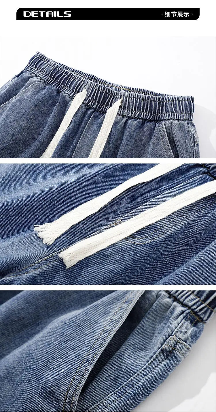 Men's American Style Loose Straight Leg Jeans Vintage Spring Summer New Arrival Drapey Trendy Wide Leg Long Pants