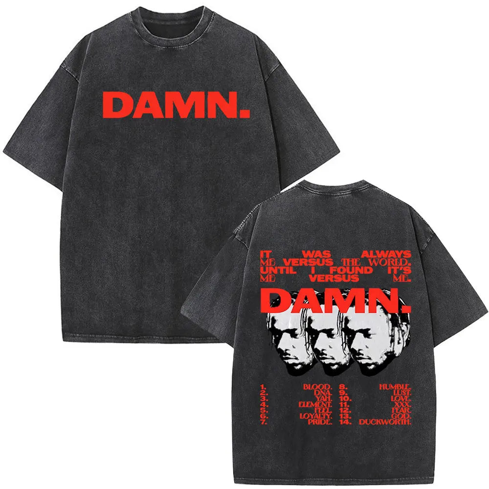Washed Vintage Rapper Kendrick Lamar Album Merch T-shirts Men's Clothing Hip Hop Retro Oversized T-shirt Fashion Trend Tee Shirt