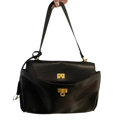 1pc Luxury Calfskin Woman Shoulder Bags Autumn Winter Genuine Leather Women Totes Fashion portable Gold Buckle Women HandBags