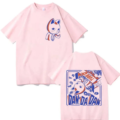 Funny Japan Anime Dandadan Turbo Granny Cat Graphic T Shirt Fashion Cartoon Oversized Tee Men Women Vintage Casual Cotton Tops