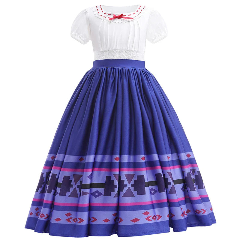 Birthday Girls Party Dresses Halloween Luisa Cosplay Costume Elegant Lace Princess Dress For Girl Encanto Role-play Outfits