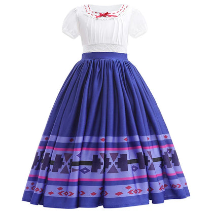 Birthday Girls Party Dresses Halloween Luisa Cosplay Costume Elegant Lace Princess Dress For Girl Encanto Role-play Outfits