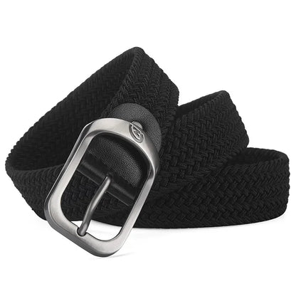 Unisex Woven Elastic Belt Men Luxury Women Belt Designer Men Alloy Pin Buckle Waist Straps Belts No Hole Cinturones Luxury Mujer
