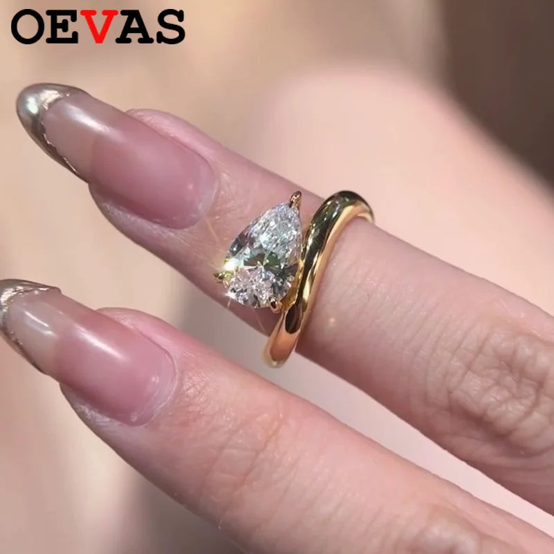 7*11MM 3Carat D Color Water Drop Moissanite Rings 18K Gold 100% 925 Sterling Silver Top Quality For Women Wedding Gifts