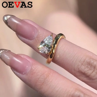 7*11MM 3Carat D Color Water Drop Moissanite Rings 18K Gold 100% 925 Sterling Silver Top Quality For Women Wedding Gifts