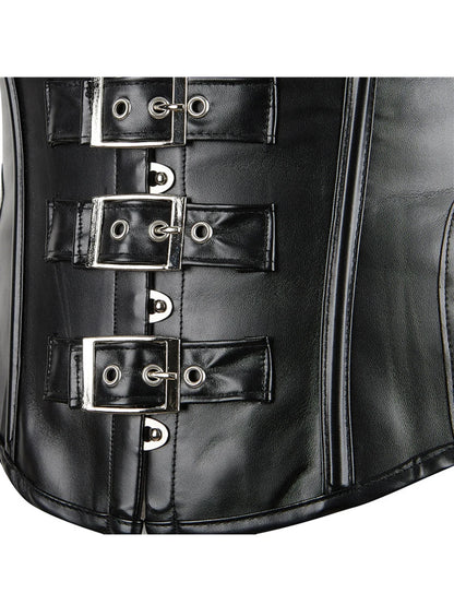 PU Leather Corset Sexy Steampunk Corset Top Halter Corselet Shapewear Women Tummy Control Bustier Lace Up Halloween Costume
