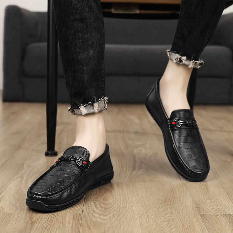 Fashion Leather Men Casual Shoes Slip on Formal Loafers Luxury Brand Comfortable Men Italian Soft Male Driving Shoes