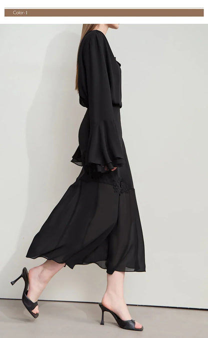 Minimalist Casual Bustier Skirt Women 2025 Summer New Office Lady Lace Slim Half-body Chiffon Fishtail Skirts 12522064