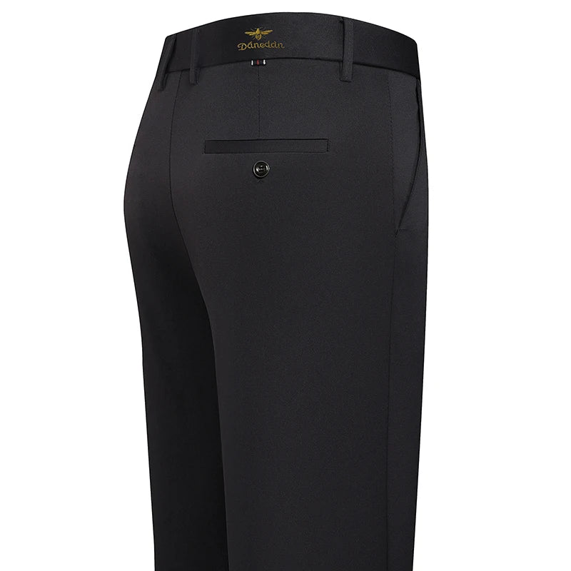 Mens Embroidery Trousers Casual Business Suit Pants Stretch Golf Dress Pants Men 4-Way Elastic Classic Black Trousers