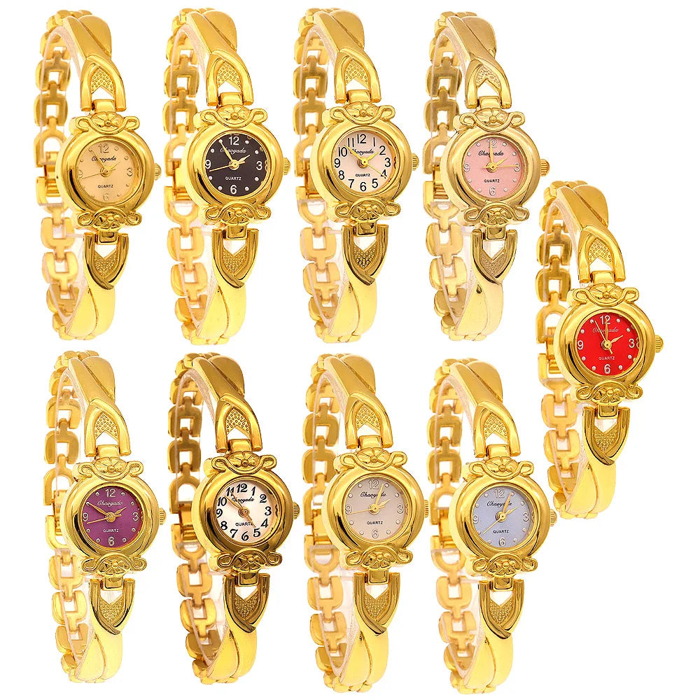 Luxury Woman Lady Pendant Bangle Bracelet Wristwatches Young Female Girls Waterproof Gifts Thin Strap Watches gold watch women