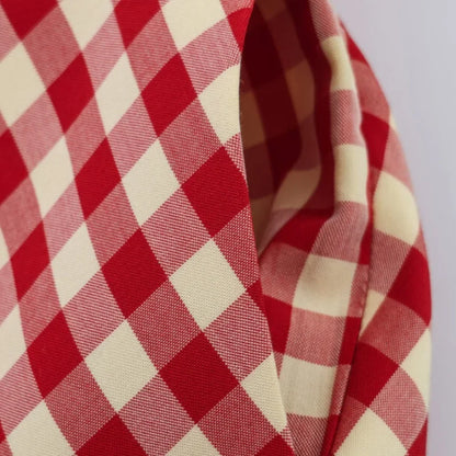 Women's Red Gingham A-Line Midi Skirt – High Waist, Flared Hem, Spring Casual Skirt for Picnic & Outdoor Outings
