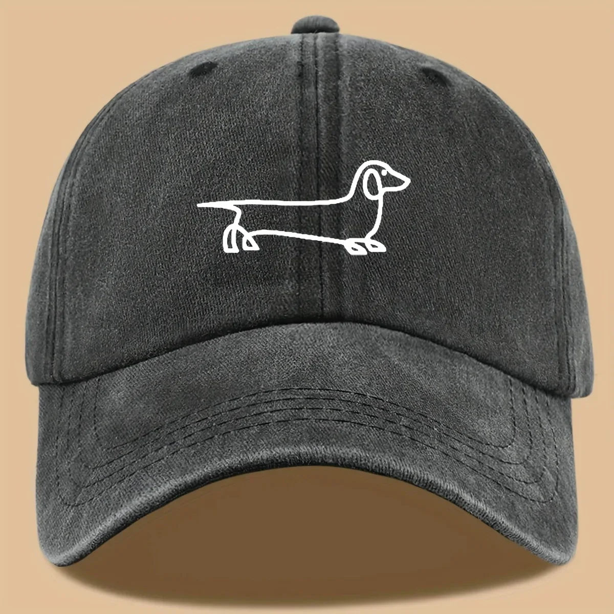 Simple dog print baseball cap, versatile for both men and women, suitable for outdoor travel as a hat for pet enthusiasts