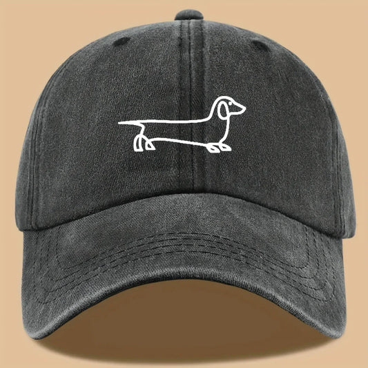 Simple dog print baseball cap, versatile for both men and women, suitable for outdoor travel as a hat for pet enthusiasts