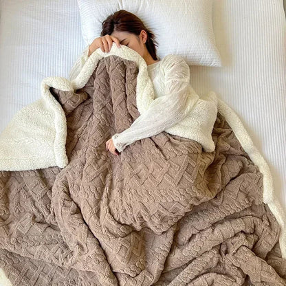 Soft Woolen Blanket for Bedding and Sofa, Warm Lamb Velvet Flannel Cover Blanket for Office, Air Conditioning and Nap