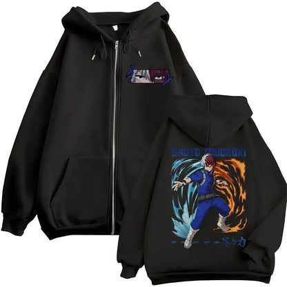 Japan Anime My Hero Academia Zip Up Hoodies Harajuku Fashion Manga Vintage Sweatshirt Men Women Fleece Oversized Tracksuit Coats