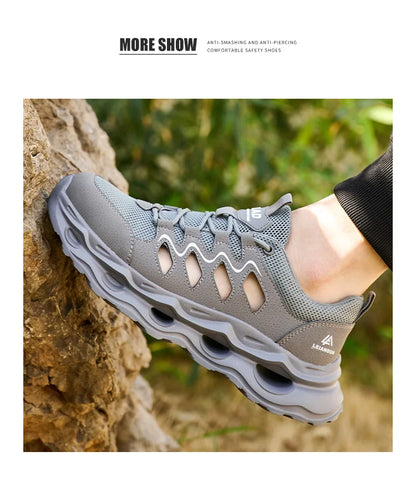 Men's Summer Breathable Safety Shoes Anti-smash Puncture-Proof Work Sneakers Fashion Footwear Comfortable Work Boots