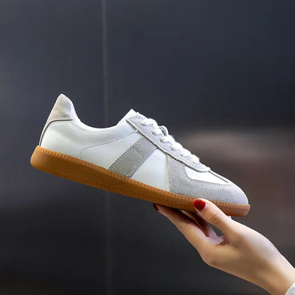 Women's Sneakers 2026 New Genuine Leather Ladies Moral Training Shoes Casual Spring Flat Shoes Women