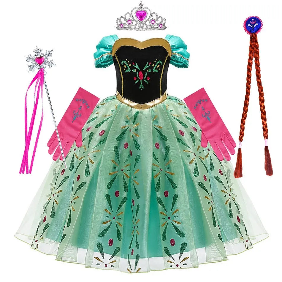 2025 Belle Costume for Girl Carnival Party Princess Dress Children Deluxe Beauty Ball Gown Kids Anna Belle Cosplay Elegant Dress