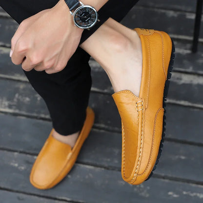 Genuine Leather Breathable Mocasines Casual Loafers Leather Shoes For Men Slip On Formal Italian Driving Flat Chaussure Homme