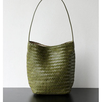 luxury woman handbagNew high end Hand-woven genuine leather women's bag large capacity shoulder tote bag underarm bag bucket bag