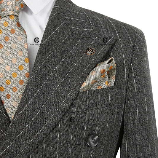 2024 New Double-Breasted Stripe Suits for Men Slim Fit 2 Piece Set Blazer Pants Office Smart Casual Wedding