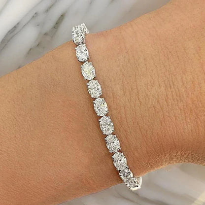 0.3/0.5/1Carat East West Set Oval Cut Moissanite Diamond Tennis Bracelets for Women 925 Sterling Silver Bracelet Anniversary