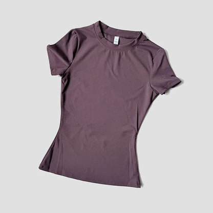 Women Solid Color Dry Fit Short Sleeve Crew Neck Athletic T-Shirt Fashion Casual Tee Suitable For Daily Running Workout Gym Top