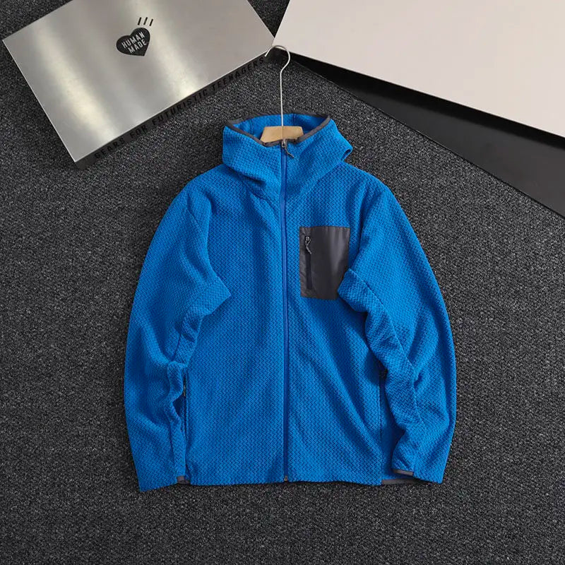 Outdoor Men's and Women's Leisure Sports Fishing Travel Trend Mountain Grab Velvet Hooded Wavy Camping All-match Jacket
