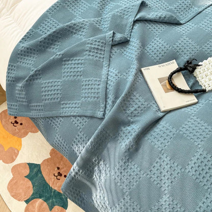 Cotton Throw Blanket Soft Breathable Waffle Blanket for Twin Queen King Bed Decorative Plaid Sofa Blankets Summer Throws