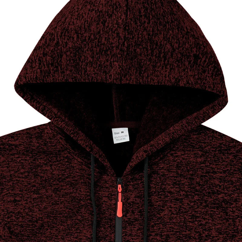 Heavy fleece men's jacket winter retro tooling pocket hooded zipper sports sweater men