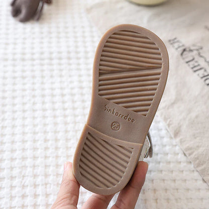Summer Toddler Girls Floral Closed Toe Sandals Anti-collision Kids Sandal Lovely Hook-loop Sweet Children Beach Shoes 21-30