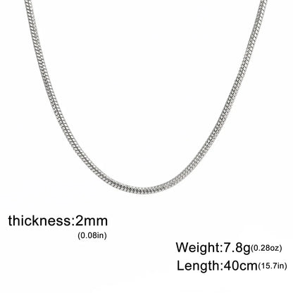 Round Snake Chain Necklace for Women Men Stainless Steel Link Chain 0.9mm 1.2mm 2mm Chains Choker Fashion Jewelry Gifts