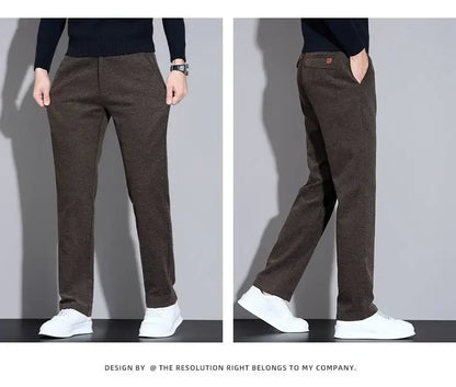 Men's Loose Casual Pants Autumn and Winter New Fashion Pocket Wide-leg Business Pants Comfortable Elastic Waist Stretch Pants