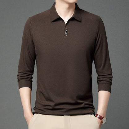 High quality brand long sleeve men's polo shirt autumn fashion customization high-end slim fit top casual business T-shirt