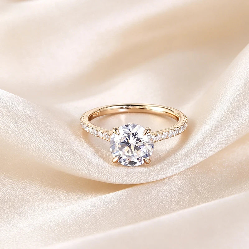 1ct-5ct All Moissanite Rings for Women Sparkling Lab Diamond S925 Sterling Silver with Gold Plated Wedding Promise Rings