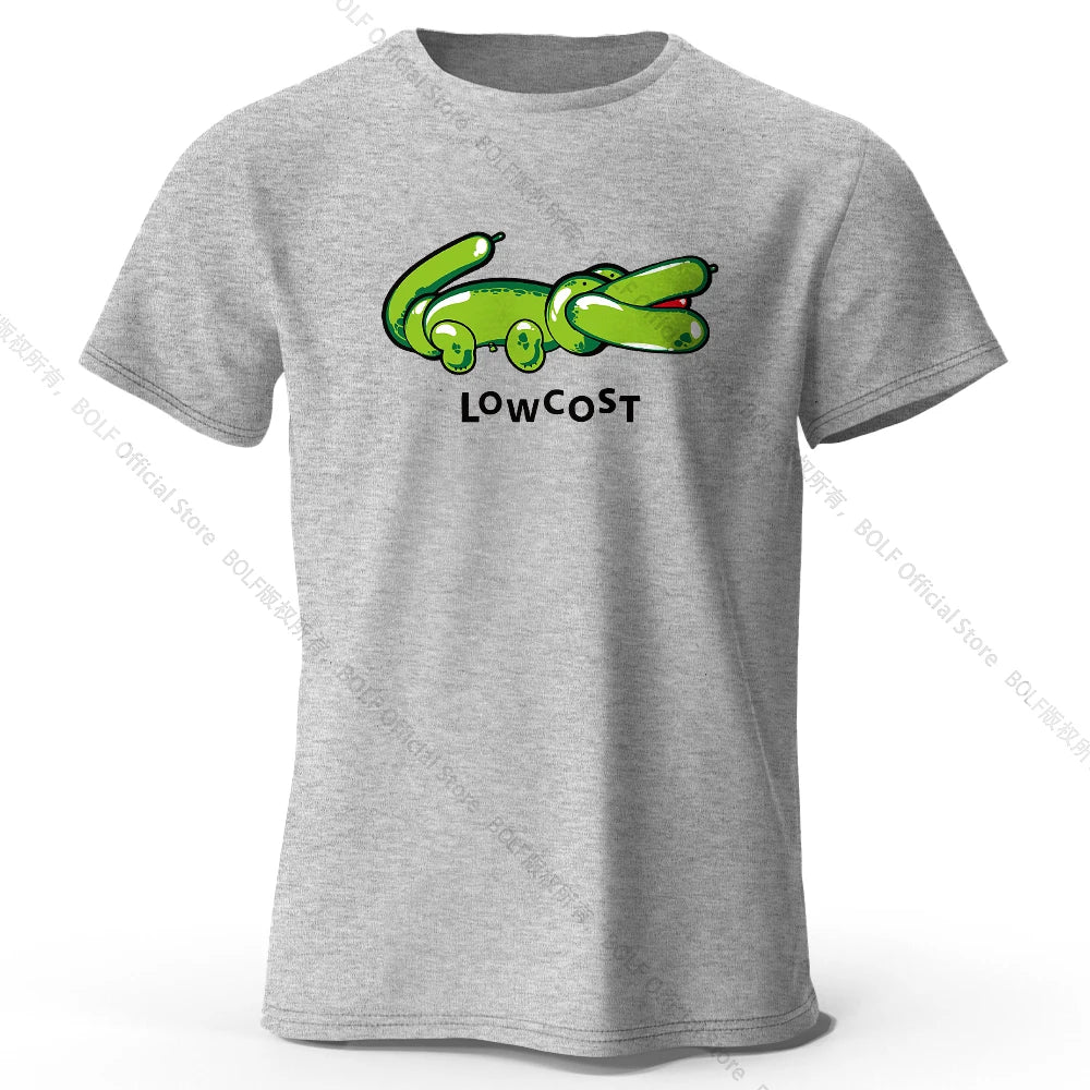 Men's Joke The Lowcost Printed T-Shirt 100% Cotton Oversized Funny Graphic Tees for Women Summer Tops Casual Streetwear