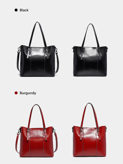 High Quality Women's Genuine Leather Tote Lady Luxury Designer Cowhide Shoulder Bag Large Capacity OL Handbag Shopper Bag