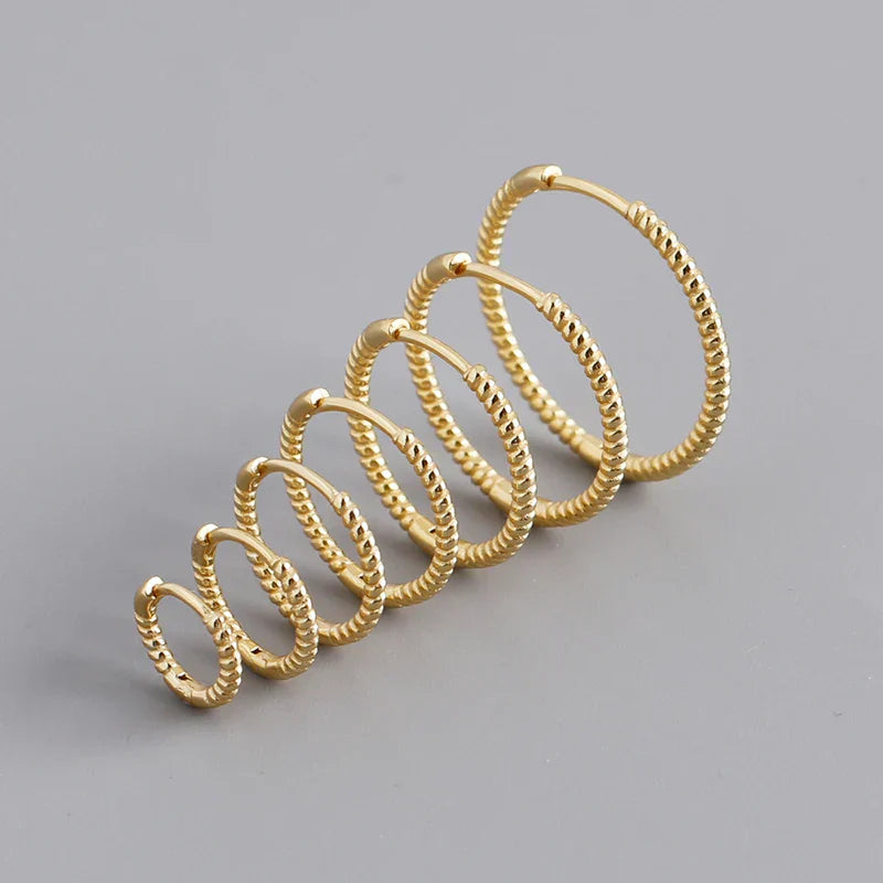 925 Sterling Silver Fashion Piercing Charm Twist Huggies Hoop Earrings for Women Rock Gothic Unisex Jewelry Ear Buckles
