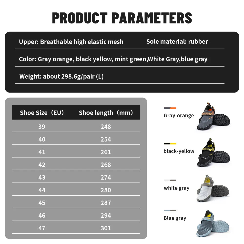 Wading Shoes Quick-Dry Water Shoes Breathable Aqua Upstream Shoes Antiskid Outdoor Sports Shoes Beach Pool Sneakers