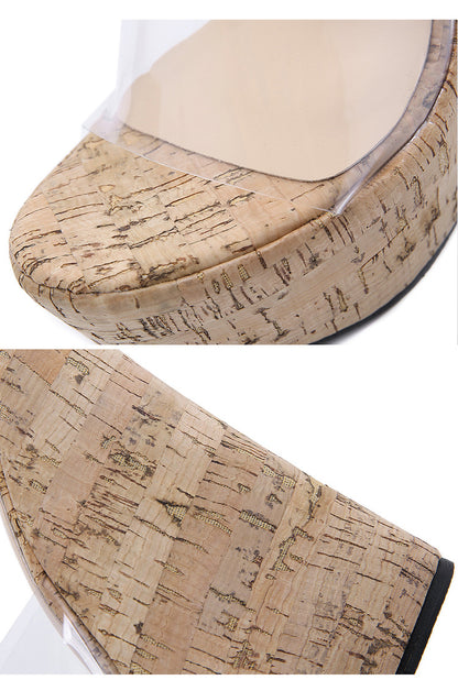 PVC Transparent Wedges Platform Sandals High Heeled Summer 2025 Fashion Women's Slippers Thick Sole Beach Shoes Mujer