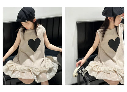 Girl's sleeveless dress new vest dress fluffy little girl princess dress children's summer big child