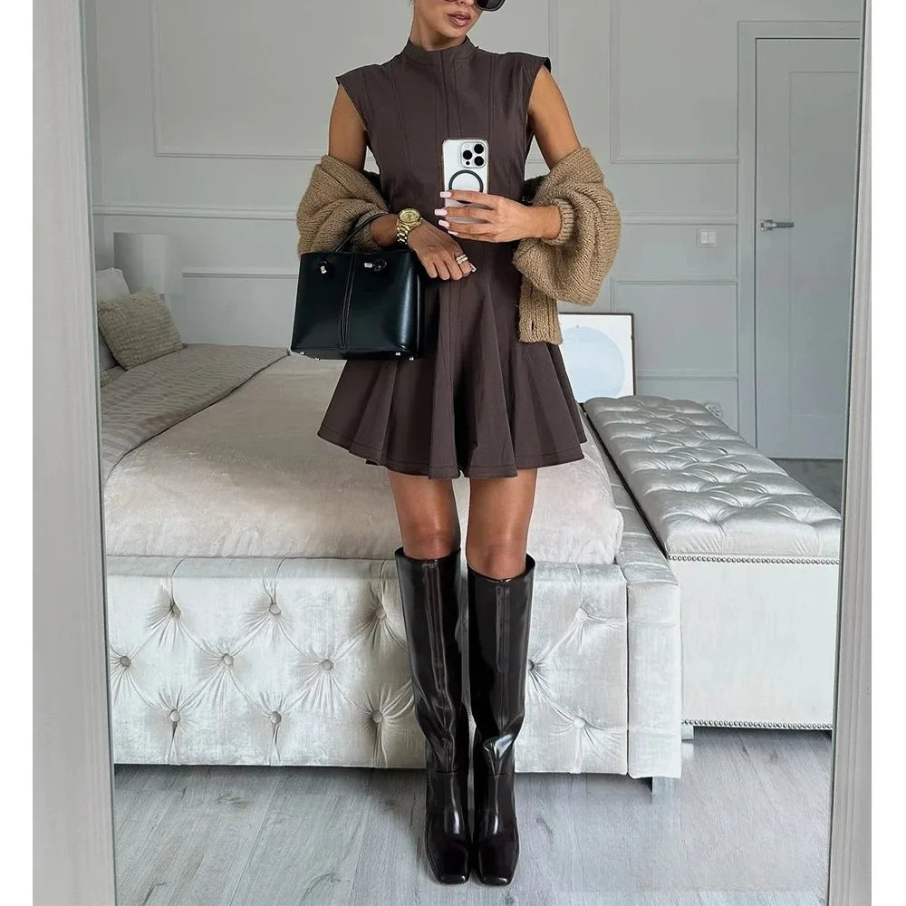Ruffles Mini Party Dress Women Sleeveless A-Line Chic Evening Club Dress Fashion 2025 Y2K Girl Street Vestidos