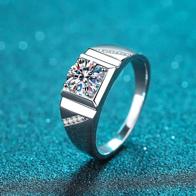 D VVS1 Moissanite Men Ring GRA Certified Diamond Sparkling Wedding Band Original 925 Sterling Silver Plated 18k rings